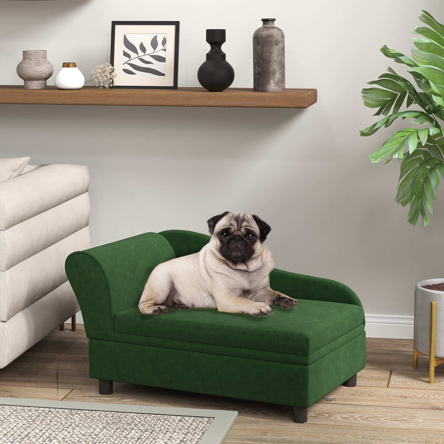 Pet Sofa Bed with Storage - Green for Cats & Small Dogs - Purrfect Pet Haven