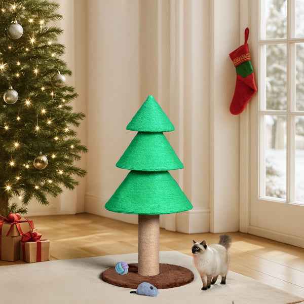 Christmas Tree Cat Scratcher - 31.5" Sisal Scratching Post - Purrfect Pet Haven