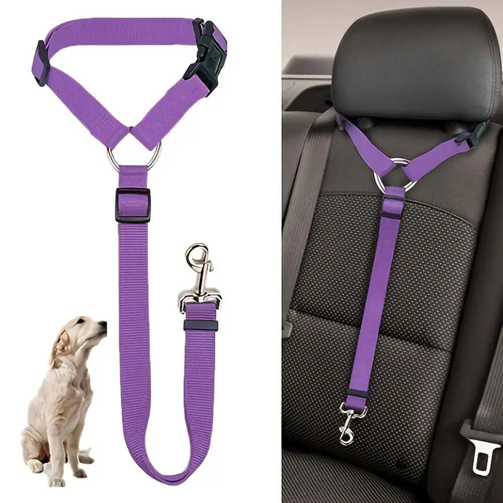 Adjustable Harness Solid Two-in-one Car BackSeat Pet Safety Belt Lead Leash - Purrfect Pet Haven