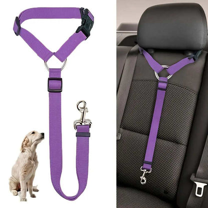 Adjustable Harness Solid Two-in-one Car BackSeat Pet Safety Belt Lead Leash - Purrfect Pet Haven
