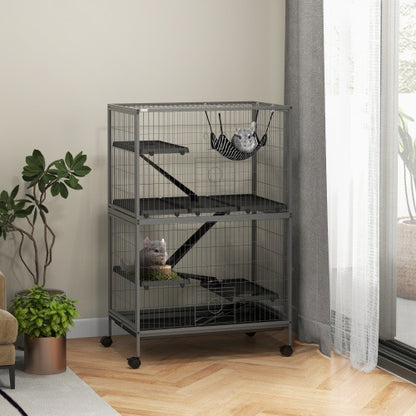 5-Tier Ferret Cage - 50" Tall with Rolling Wheels - Purrfect Pet Haven