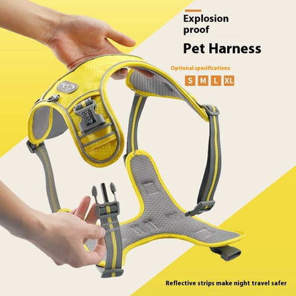 Traction Strap Shock Absorption Comfortable Night Vision Reflective Pet Harness - Purrfect Pet Haven