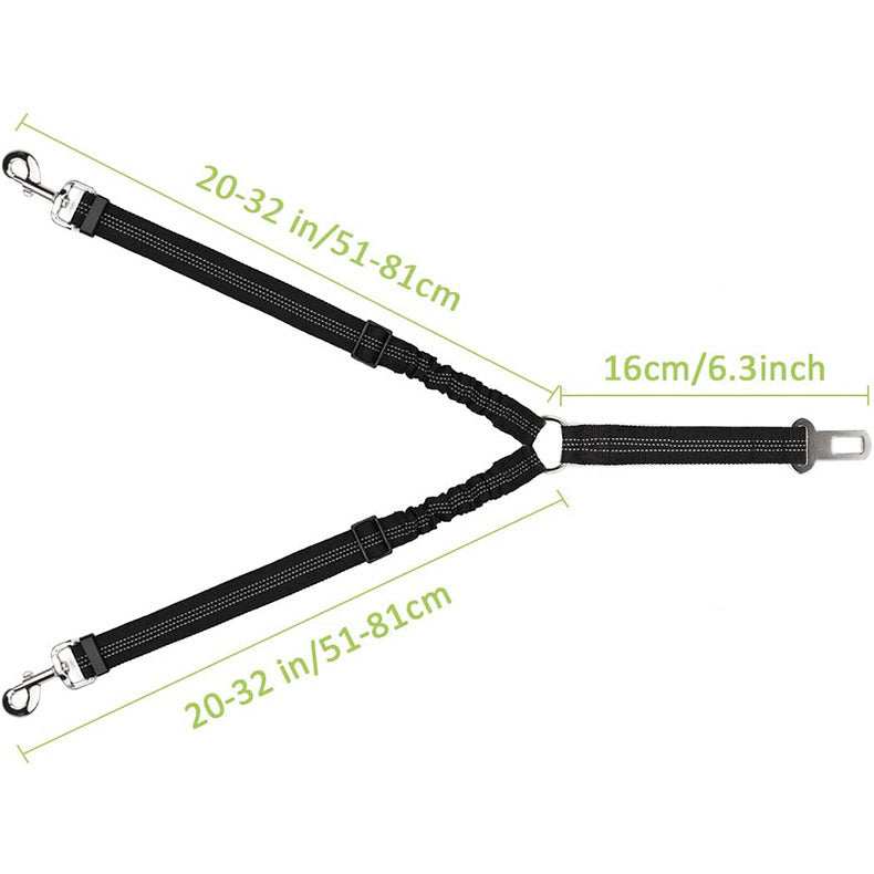 Double-ended Traction Rope Pet Car Seat Belt - Secure Two Pets - Purrfect Pet Haven