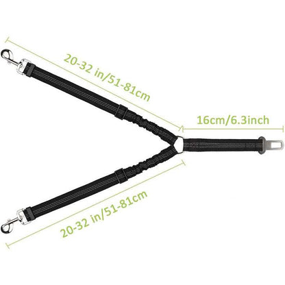 Double-ended Traction Rope Pet Car Seat Belt - Secure Two Pets - Purrfect Pet Haven