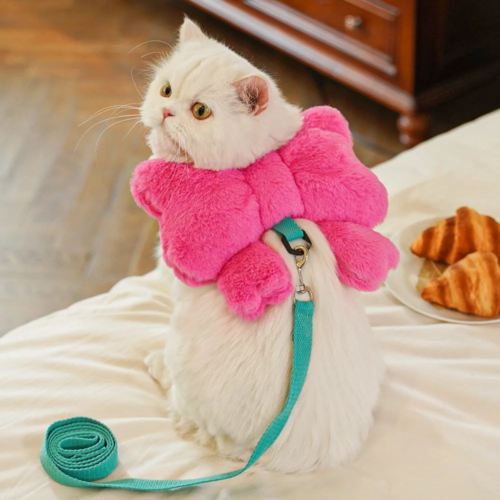 Bow Backpack Harness - Cute Pet Chest Strap Leash Set - Purrfect Pet Haven