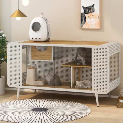 Spacious Cat House - Tempered Glass Design - Purrfect Pet Haven