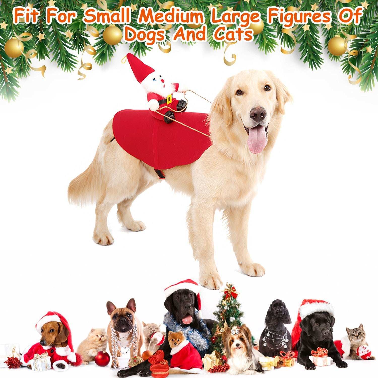 Christmas Santa Pet Outfit - Riding Style with Bell - Purrfect Pet Haven
