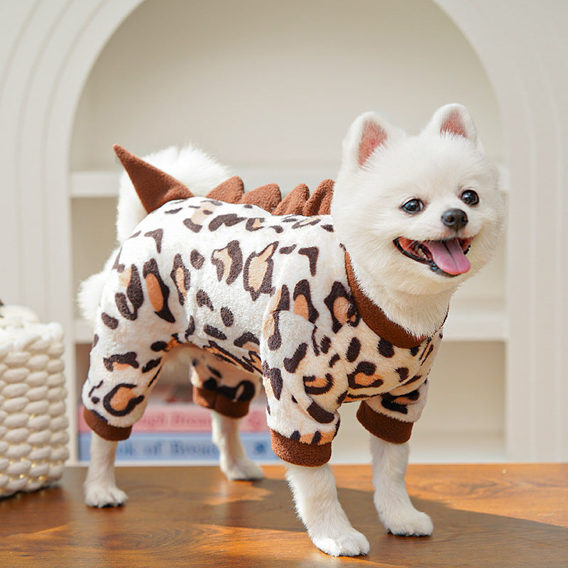 Dino Roar Fleece - Leopard Print Dog Hoodie - Purrfect Pet Haven