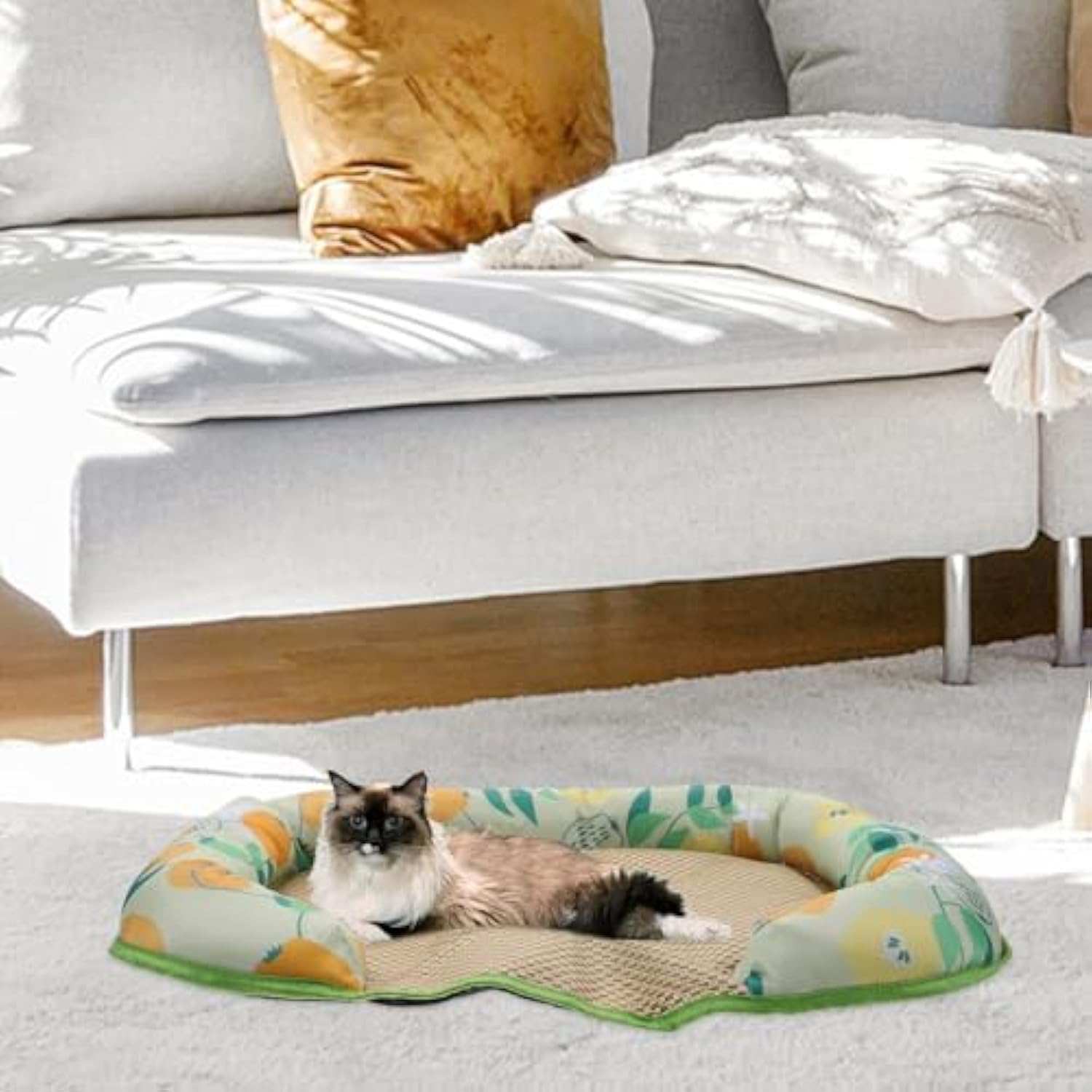 Pet Summer Sleeping Cooling Mat with Side Bolsters for Dogs And Cats - Purrfect Pet Haven