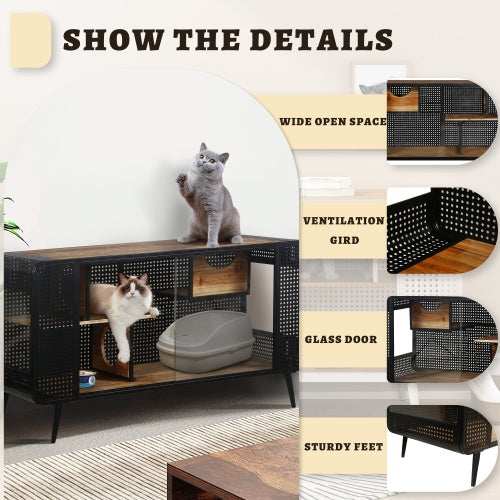 Spacious Cat House - Tempered Glass Design - Purrfect Pet Haven