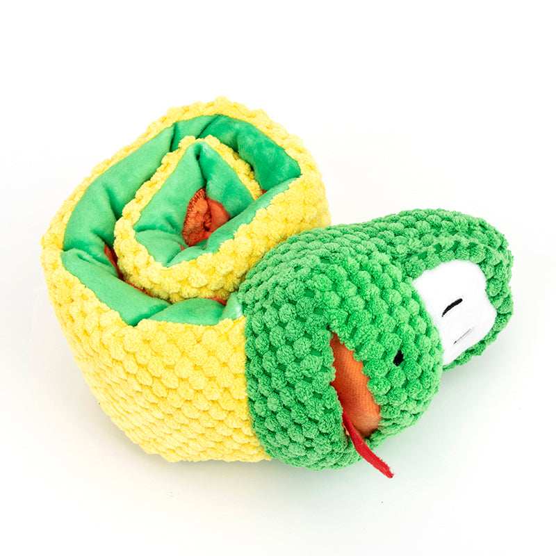 Snuffle Snake Treat Dispenser Puzzle Plush Toy IQ Training Squeaky Dog Toy - Purrfect Pet Haven