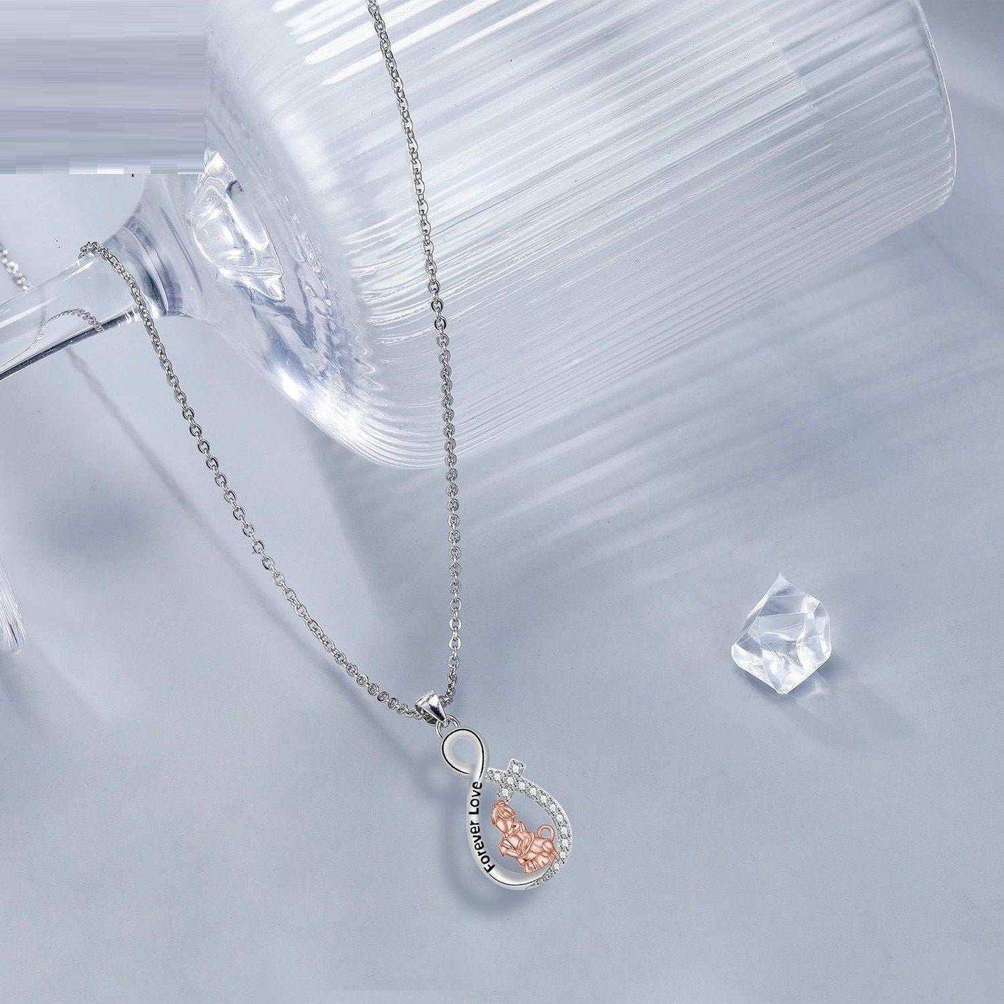 Love Heart Pendant Girl With Dog Necklace - Purrfect Pet Haven