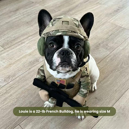 Puppy Soldier Hat And Clothing Set