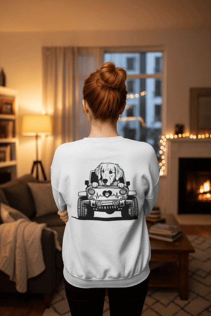 Golden Retriever Jeep Sweatshirt - Dog Lover's Heavy Blend - Purrfect Pet Haven