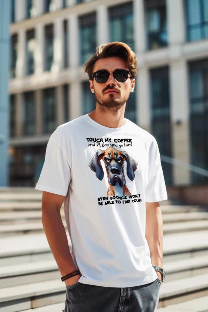 Touch My Coffee I'll Slap You Great Dane T-Shirt - Funny Dog Coffee Lover Tee - Purrfect Pet Haven