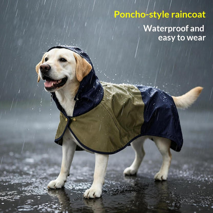Waterproof Raincoat For Medium To Large Dog Hooded Rain Gear