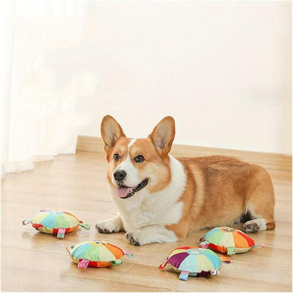 Plush Flying Disc Dog Toy with Bells - Tug of War - Purrfect Pet Haven