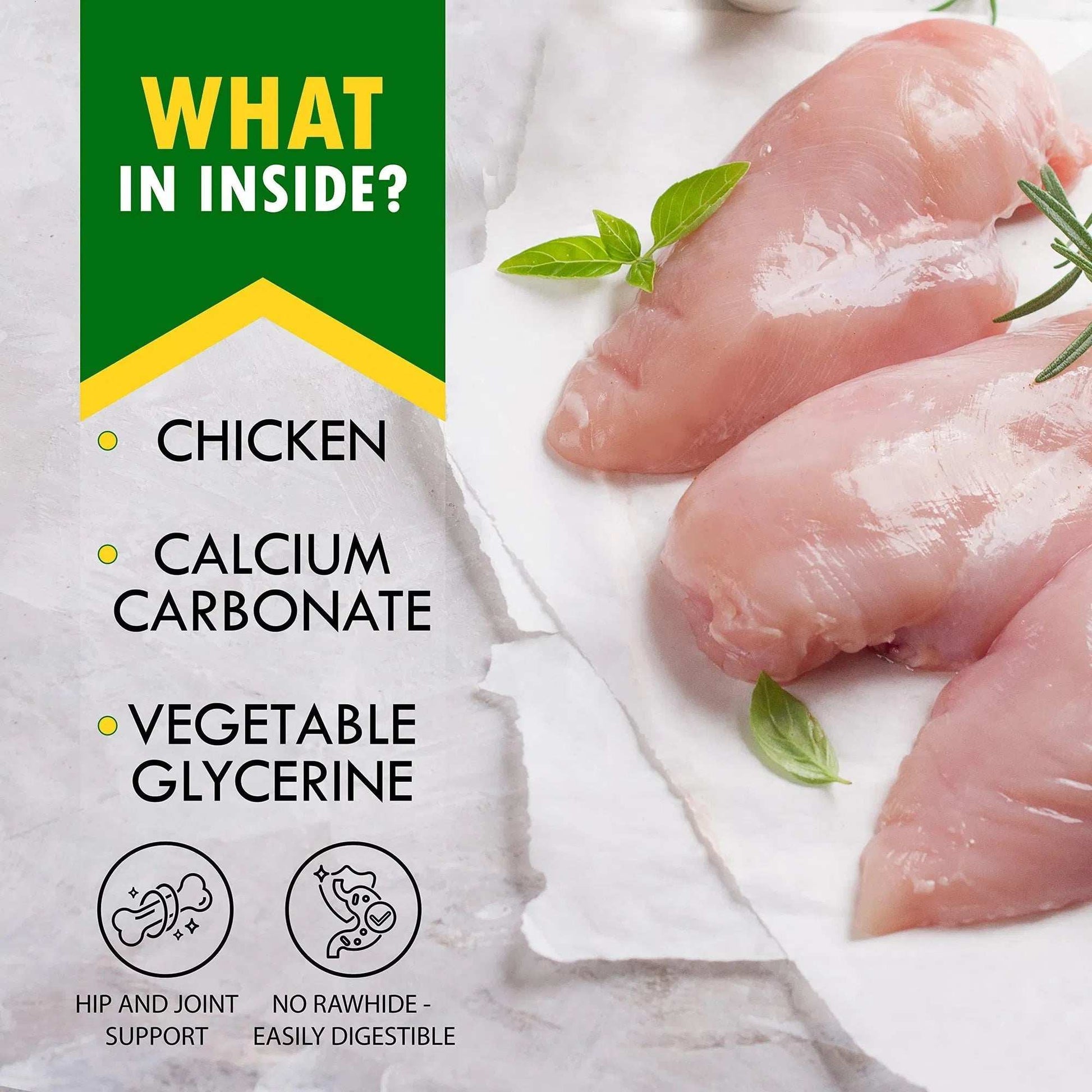 Dog Calcium Bones Wrapped Chicken & Rawhide Free Chew Treats Pet Healthy Dried Snacks Grain Free Organic Meat Chews For Training Small Large Dogs - Purrfect Pet Haven