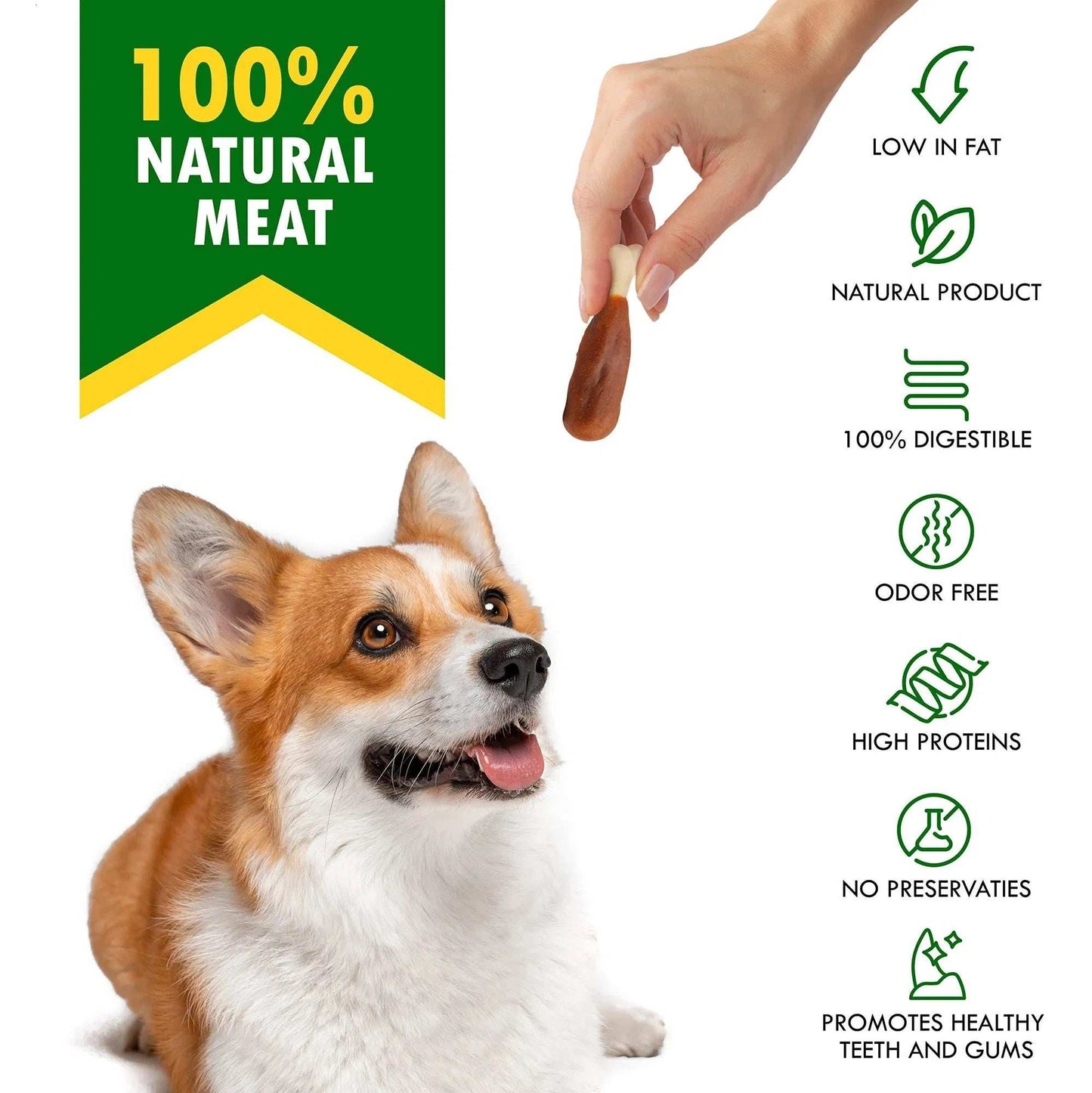 Dog Calcium Bones Wrapped Chicken & Rawhide Free Chew Treats Pet Healthy Dried Snacks Grain Free Organic Meat Chews For Training Small Large Dogs - Purrfect Pet Haven
