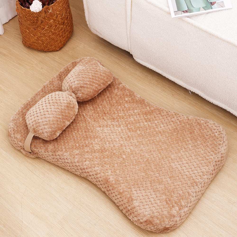 Soft Plush Calming Cushion Pet Bed Mat with Pillow - Fits Dogs Cats - Purrfect Pet Haven