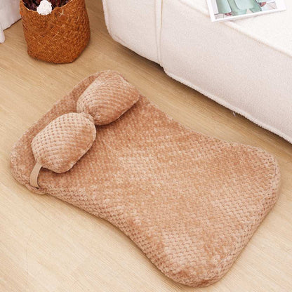 Soft Plush Calming Cushion Pet Bed Mat with Pillow - Fits Dogs Cats - Purrfect Pet Haven