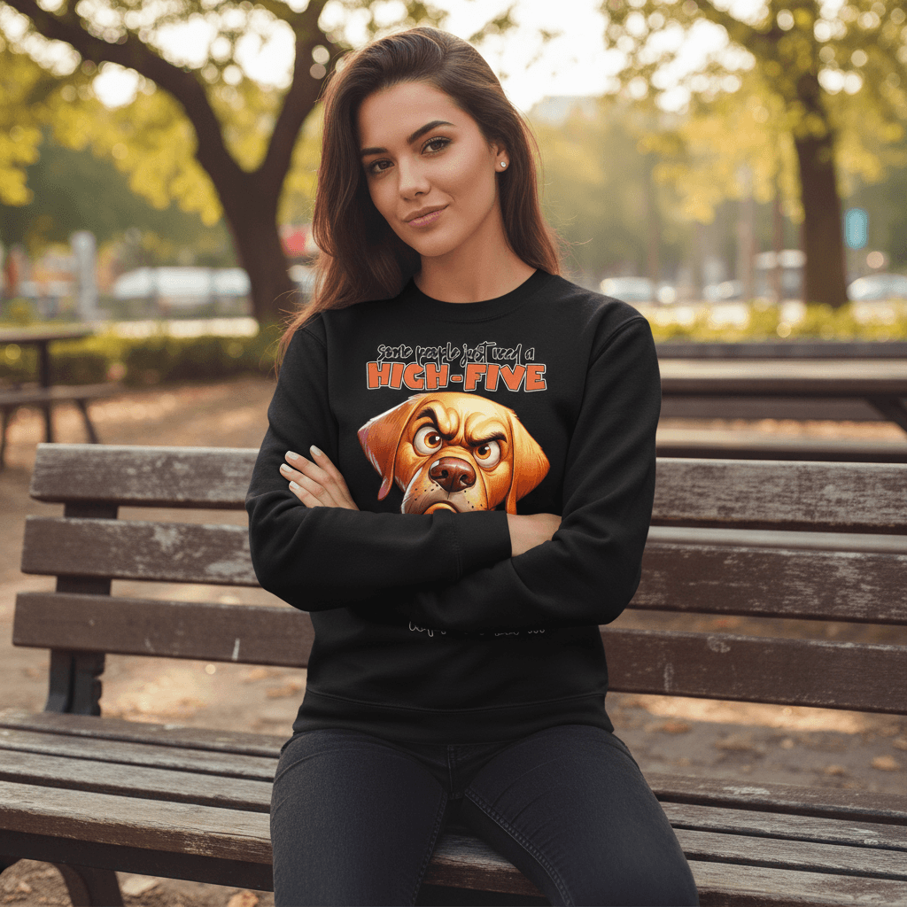 High Five Face Dog Crewneck - Funny Sarcastic Sweatshirt - Purrfect Pet Haven