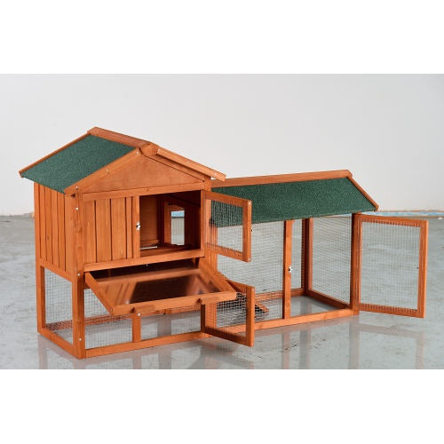 Rabbit Hutch - 2-Story Outdoor Wooden Cage - Purrfect Pet Haven