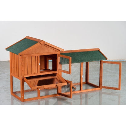 Rabbit Hutch - 2-Story Outdoor Wooden Cage - Purrfect Pet Haven