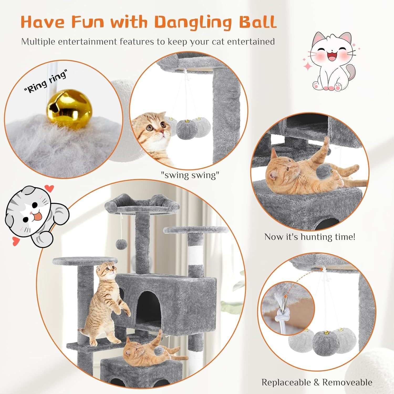 54 Inch Multi-Level Cat Tree Tower - Purrfect Pet Haven