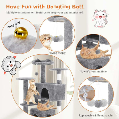 54 Inch Multi-Level Cat Tree Tower - Purrfect Pet Haven