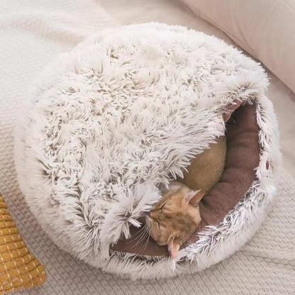Winter Plush Cat Bed - Round Warm Nest - Purrfect Pet Haven