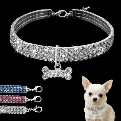 Crystal Bling Rhinestone Dog Collar for Small Medium Dogs Cats - Purrfect Pet Haven