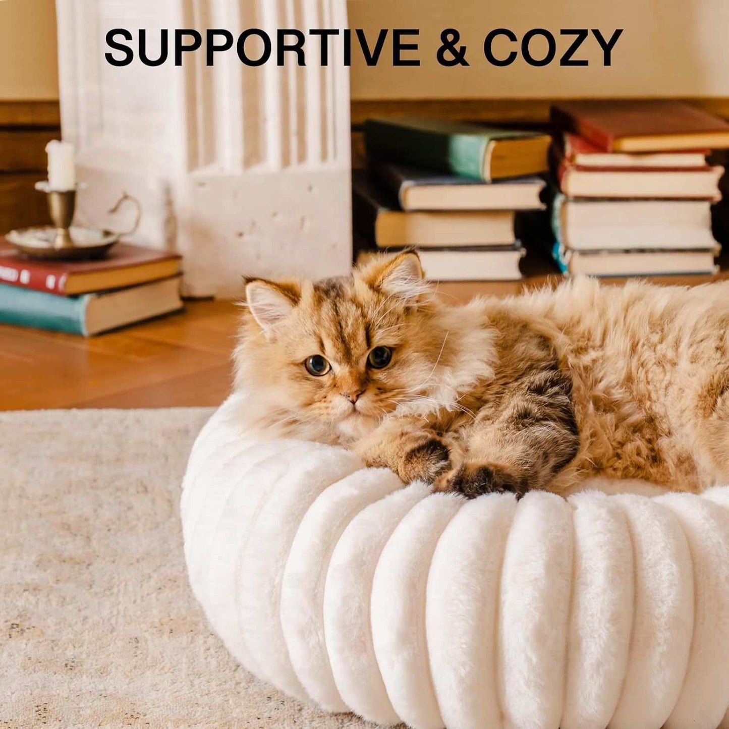 Donut Dog Bed - Calming Round Fluffy - Purrfect Pet Haven