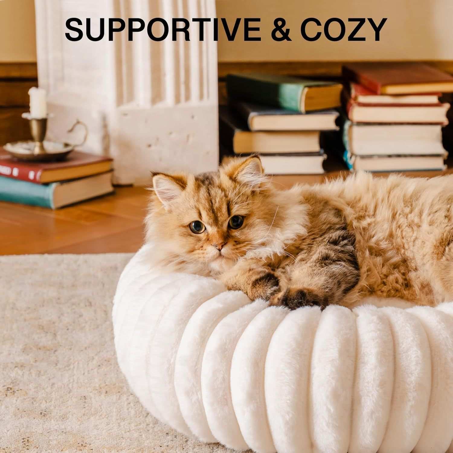 Donut Dog Bed - Calming Round Fluffy - Purrfect Pet Haven