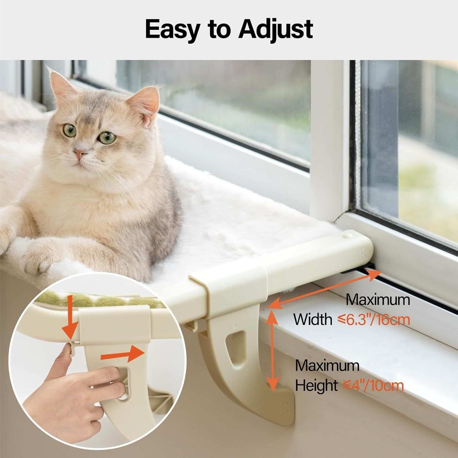 Adjustable Cat Window Perch With One-Step Sliding Clamp - Purrfect Pet Haven