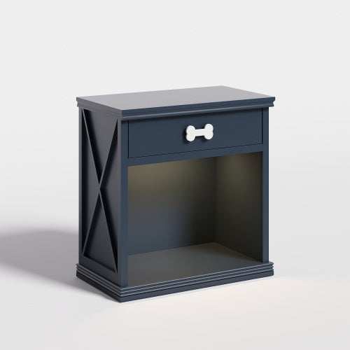 Vintage Farmhouse Small Table Pet Locker With Pet Bed and LED Lights - Purrfect Pet Haven