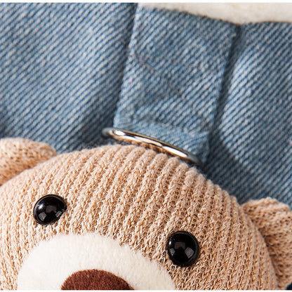 Teddy Bear Denim Vest - Dog Winter Coat with Plush Toy - Purrfect Pet Haven