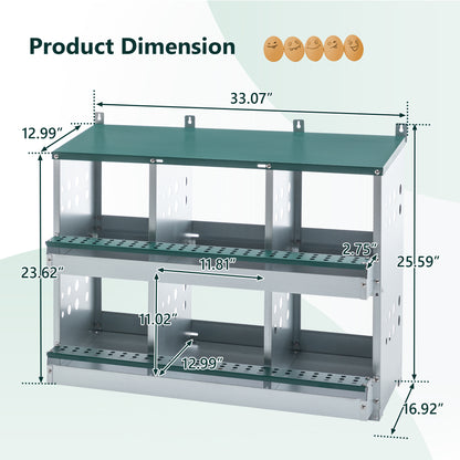 6-Compartment Chicken Nesting Box - Roll-Away Egg Collection - Purrfect Pet Haven