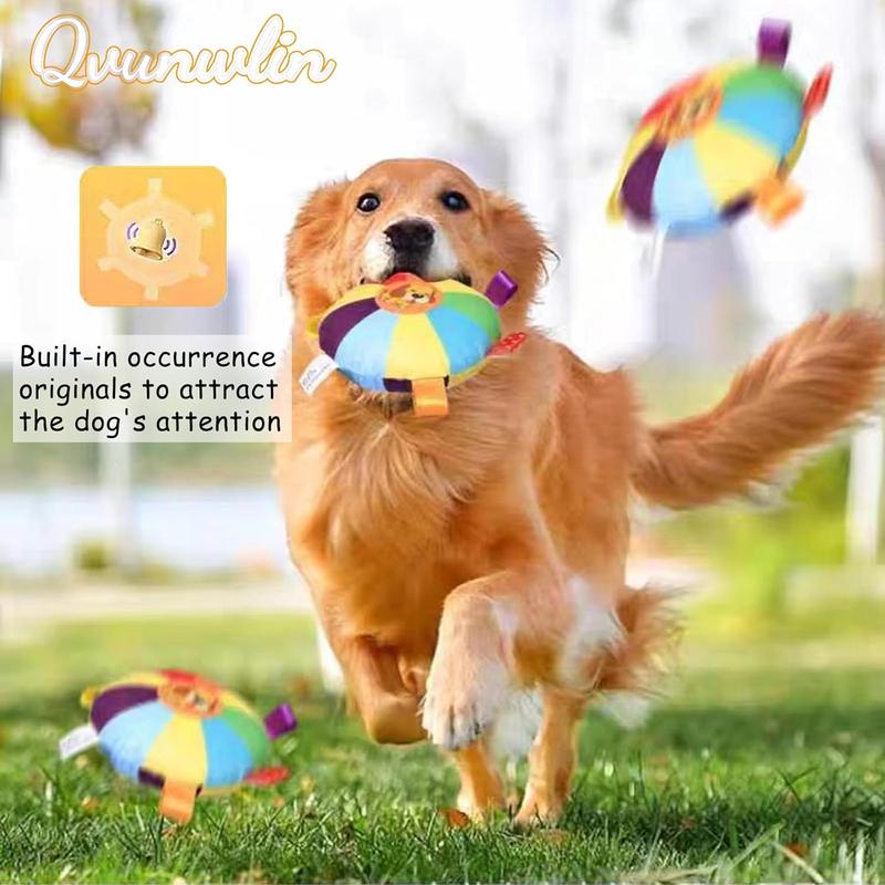 Plush Flying Disc Dog Toy with Bells - Tug of War - Purrfect Pet Haven