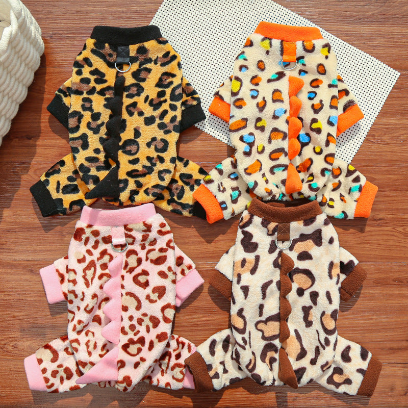 Dino Roar Fleece - Leopard Print Dog Hoodie - Purrfect Pet Haven