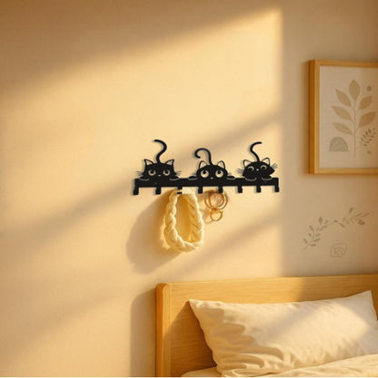 Iron Cat Hook Rack - Decorative Wall Key Holder - Purrfect Pet Haven