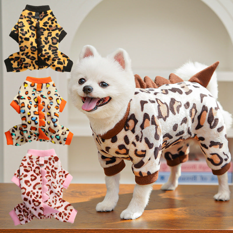 Dino Roar Fleece - Leopard Print Dog Hoodie - Purrfect Pet Haven