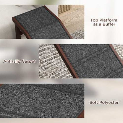 PawHut Dog Ramp for Bed - Non-Slip Carpet Pet Ramp - Purrfect Pet Haven