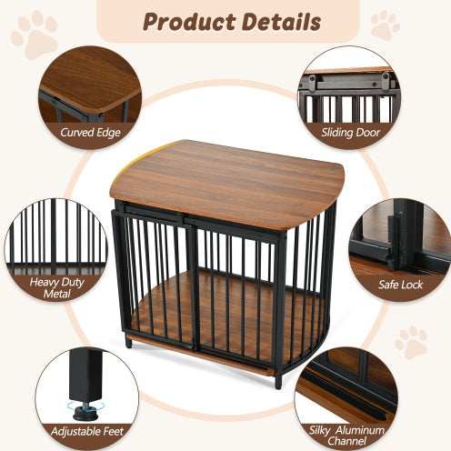 Furniture Style Dog Crate For Small And Medium Dogs - Modern Wooden End Table Kennel - Purrfect Pet Haven