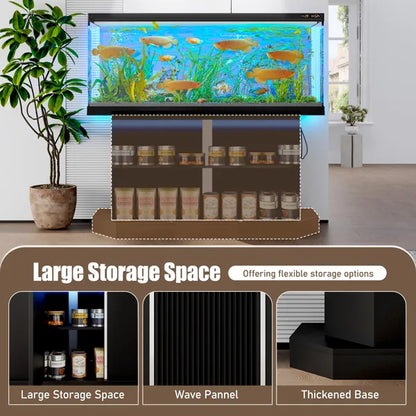 Aquarium Stand with Storage - 55-75 Gallon with Power Outlet - Purrfect Pet Haven