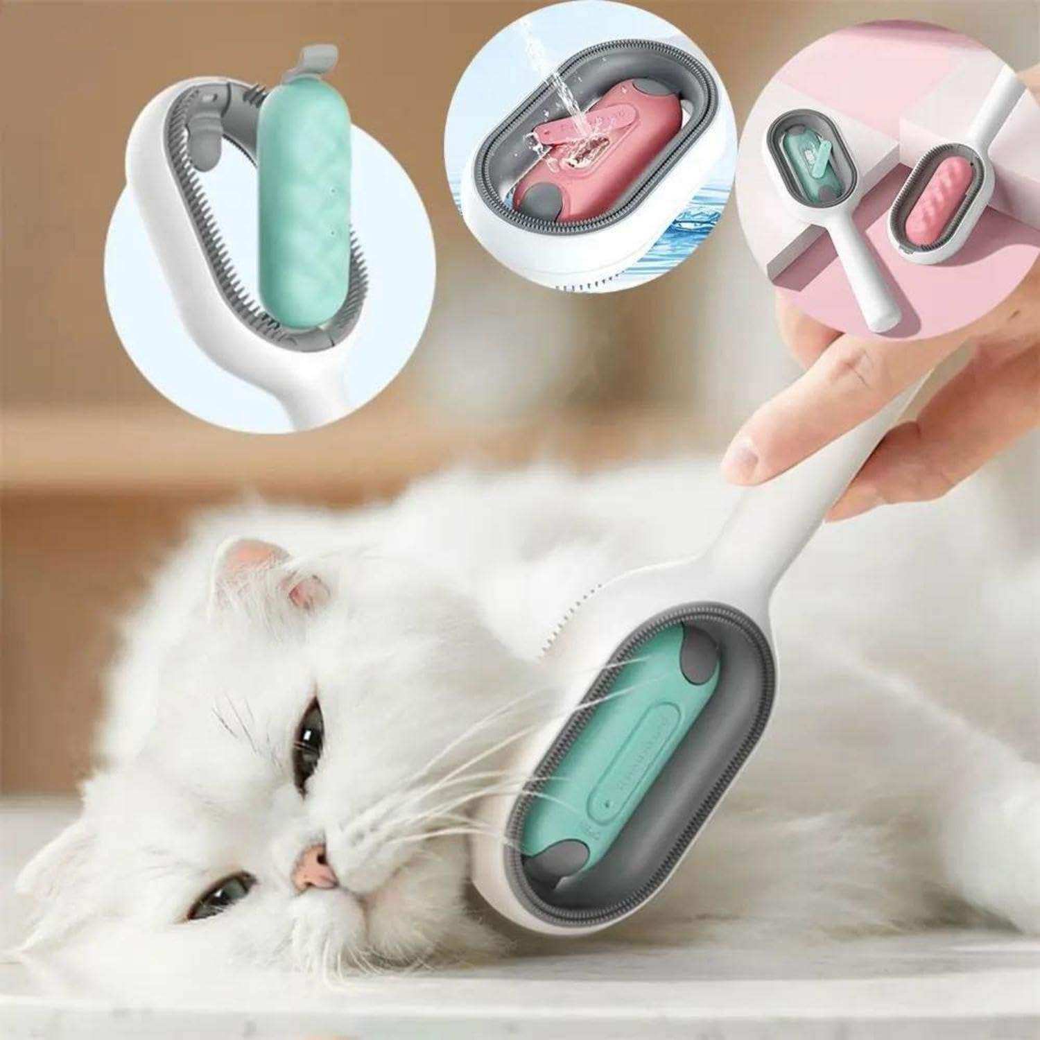 4 In-1 Cat Grooming Brush Comb with Water Tank Cleaner - Purrfect Pet Haven