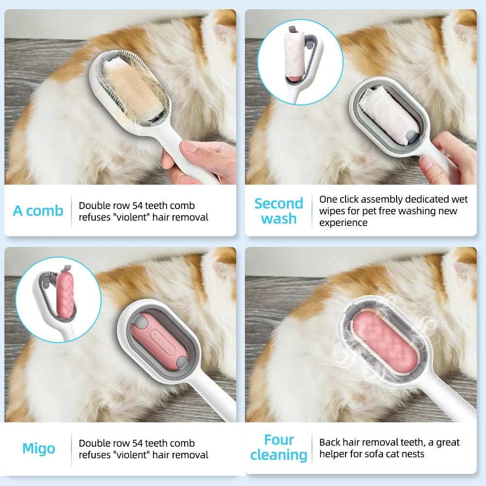 4 In-1 Cat Grooming Brush Comb with Water Tank Cleaner - Purrfect Pet Haven