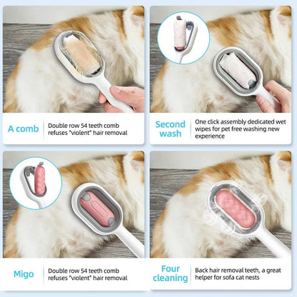 4 In-1 Cat Grooming Brush Comb with Water Tank Cleaner - Purrfect Pet Haven