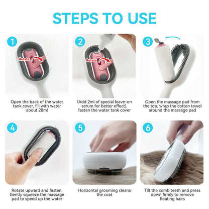 4 In-1 Cat Grooming Brush Comb with Water Tank Cleaner - Purrfect Pet Haven