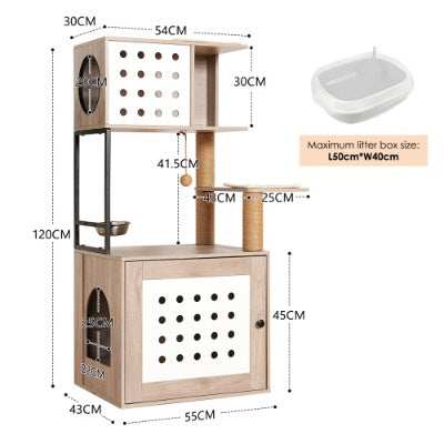 Cat Tree Litter Box Enclosure with Large Hammock - Purrfect Pet Haven